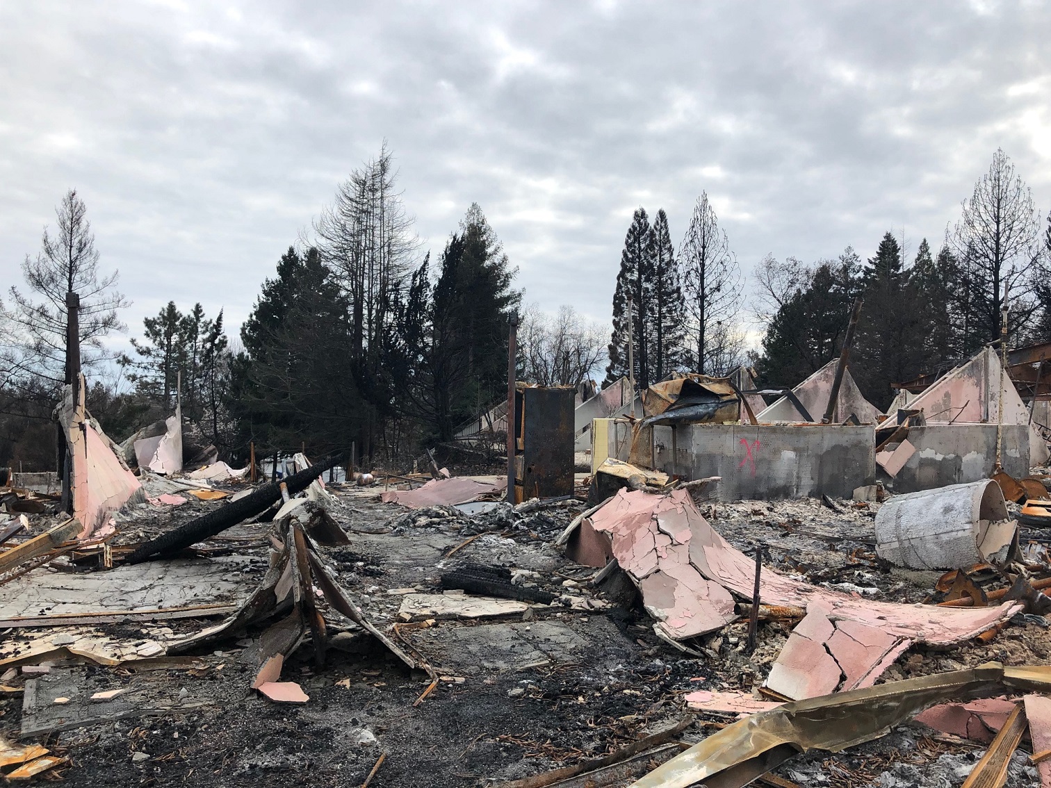 Post-Camp Fire devastation in Paradise, CA.