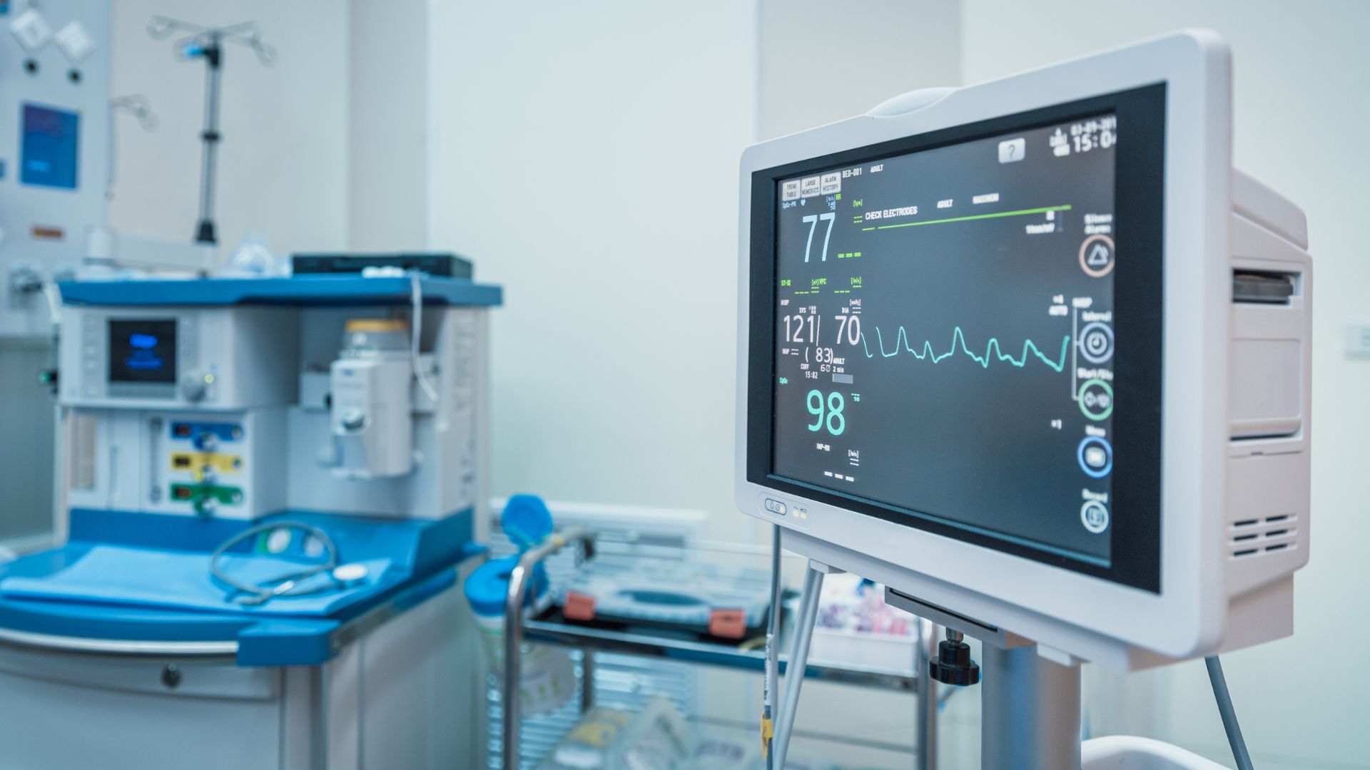 Emergency medical equipment in a hospital