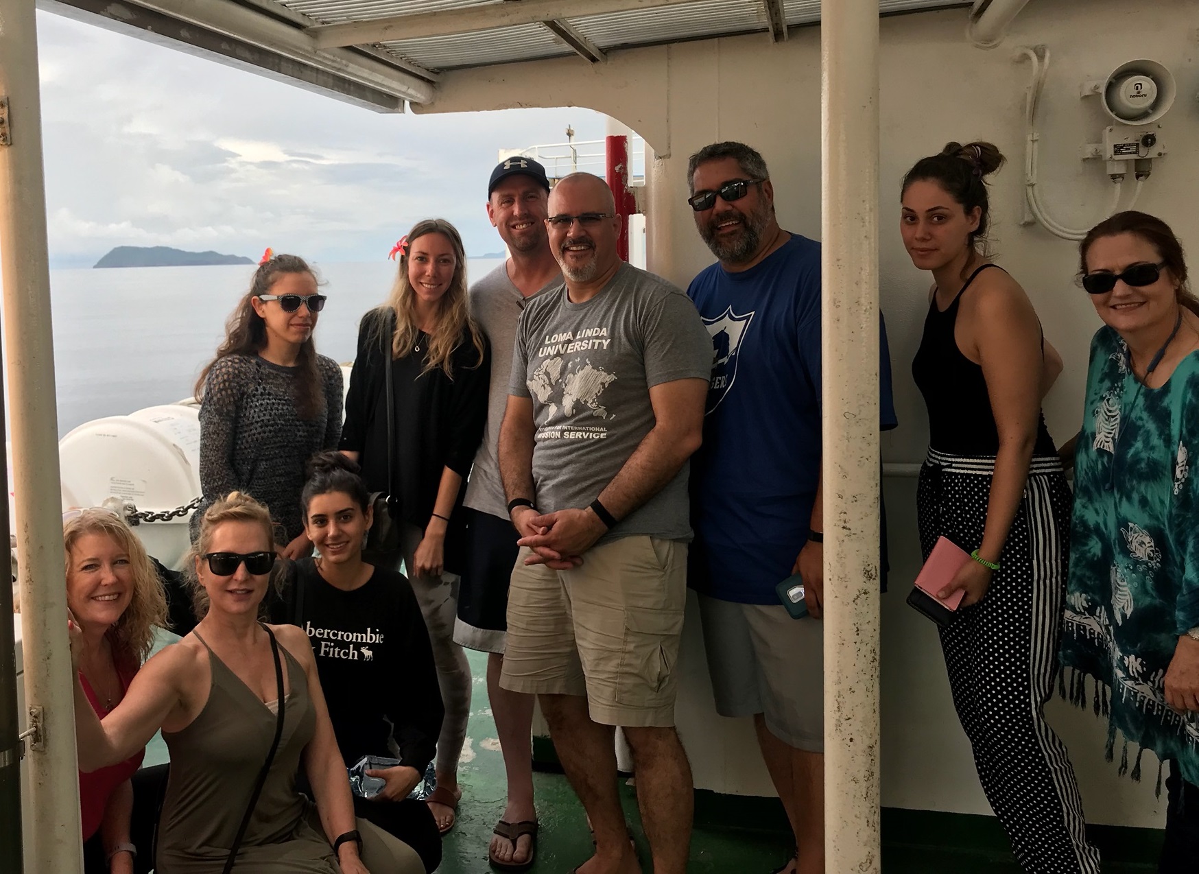 Group of students and faculty on boat in Samoa