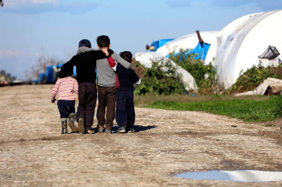 Refugee children in camp