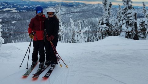 Dr. Van Dyk skiing with her spouse