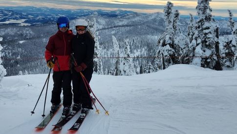 Dr. Van Dyk skiing with her spouse
