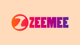 ZeeMee gradient logo on a light orange background
