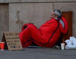 Homeless man on street