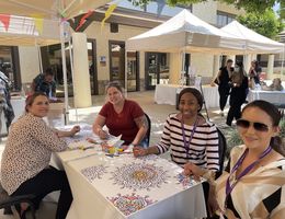 Attendees enjoy a coloring activity