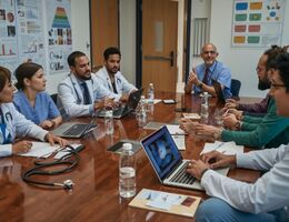Doctors and other professionals seated around a conference table