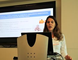 Dr. Maya Boustani at a training event for clinicians
