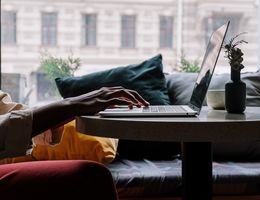 person using laptop